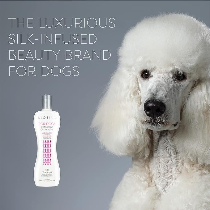 BioSilk for Dogs Silk Therapy Dog Detangling Conditioner, Dog Coat Conditioner to Help Smooth Knots and Tangles and Support Soft Manageable Coats during Routine Grooming, 12 Fl Oz