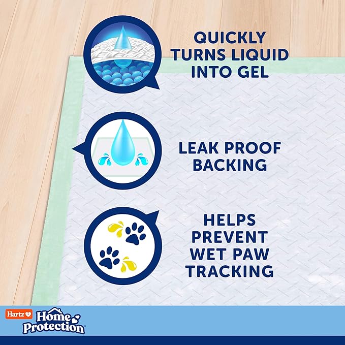 Hartz Home Protection Super Absorbent Odor Eliminating No Leaks Dog Pads, 50 Count