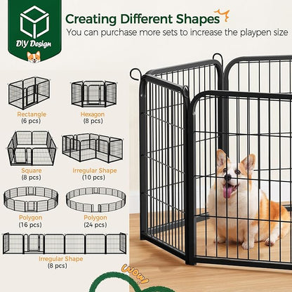 Yaheetech Dog Playpen Outdoor, 24 inch 24 Panels Dog Pen Indoor Heavy Duty Puppy Exercise Pen Metal Pet Fence for RV Camping/Yard/Garden