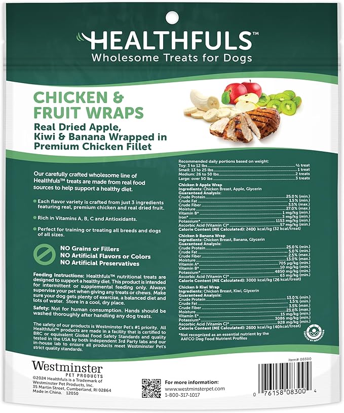 Healthfuls Chicken Wrapped Fruit Dog Treats, 16oz