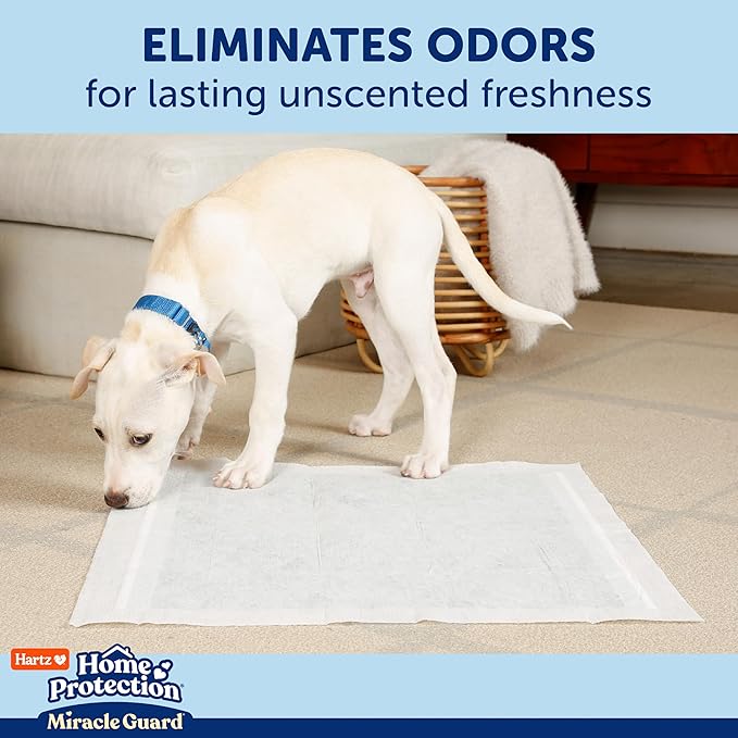 Hartz Miracle Guard Dog and Puppy Dog Pads Max Absorbency 24 Hour Use Odor Eliminating No Leaks, X-Large Size 30 Count