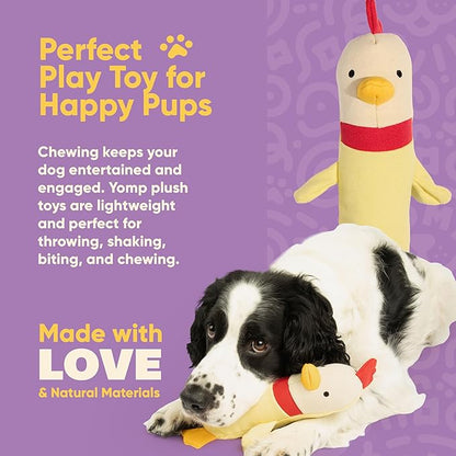 Yomp Chicken Dog Toy – Durable Stuffed, No Squeaker Dog Toys with Natural Canvas and Crinkle Paper – Interactive Stuffed Animal for Dogs (Clucky)