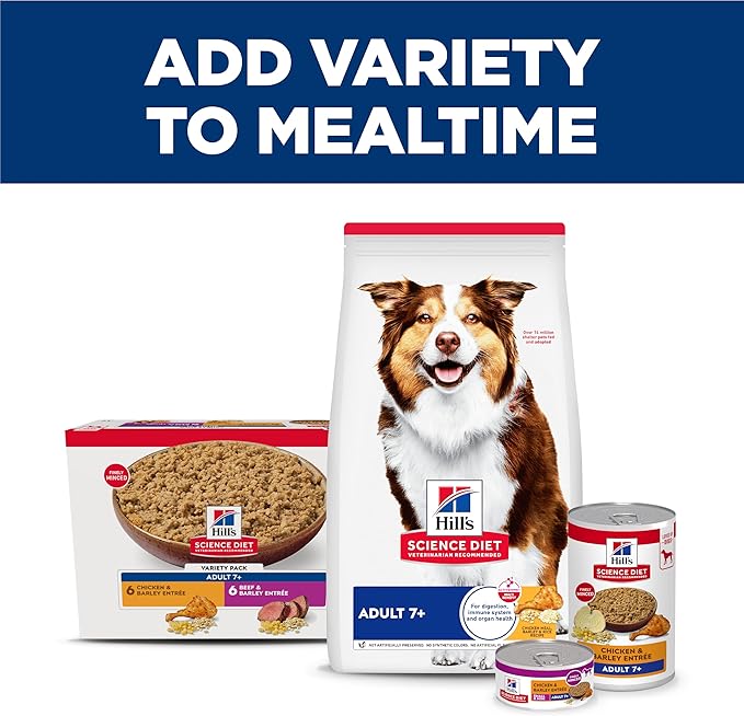 Hill's Science Diet Adult 7+ Wet Dog Food Variety Pack, Chicken & Beef, 13 oz. Cans, 12-Pack