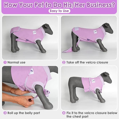 cyeollo Dog Surgery Recovery Suit Soft Breathable Female Male Pet Bodysuit for Spay, Neuter, Surgical Recovery Shirt for Small Medium Large Dogs, Purple, XS
