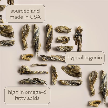 Polkadog Cod Skins for Dogs (2lb Shortie) - Single Ingredient, Wild-Caught Fish Skin Natural Dog Treat Chews. High in Lean Protein & Omega 3. Hypoallergenic, Grain Free. Handcrafted & Made in USA