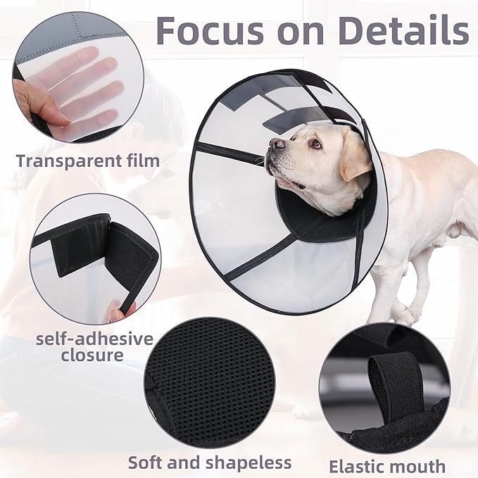 DogLemi Pet Cone Collar, Soft Dog Cone Alternative After Surgery, Adjustable Elizabeth Collar, Comfortable Pet Head Cone to Stop Licking, Suitable for Medium to Large Dogs (L)