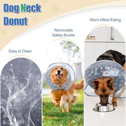 Soft Inflatable Cone Collar for Dog After Surgery, Large Dog Neck Donut Collar with Preventive Adjustable Anti-Licking Soft Pet Puppy Collar for Medium Large Dogs (Gray, L)