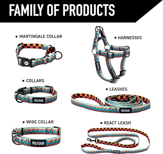 Wolfgang Heavy Duty Adjustable Dog Harness, Pull-Tested for Walking & Training, BuenaOnda Print, Medium