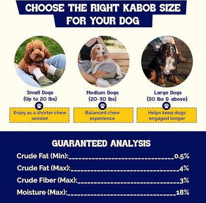 Beefeaters Triple Flavor Beefhide Kabobs 1.58oz (12 Pack) Dog Treats with Real Chicken, Liver & Sweet Potato – Long-Lasting Dog Kabob Treats for Chewing, Dental Support*, Flavor-Packed Treats