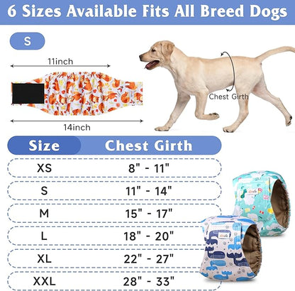 5 Pack Dog Diapers Male Reusable, Premium Belly Bands for Dogs, High Absorbing Male Dog Pee Wraps for Doggie in Incontinence or Excitable Urination,Squirrel XXL