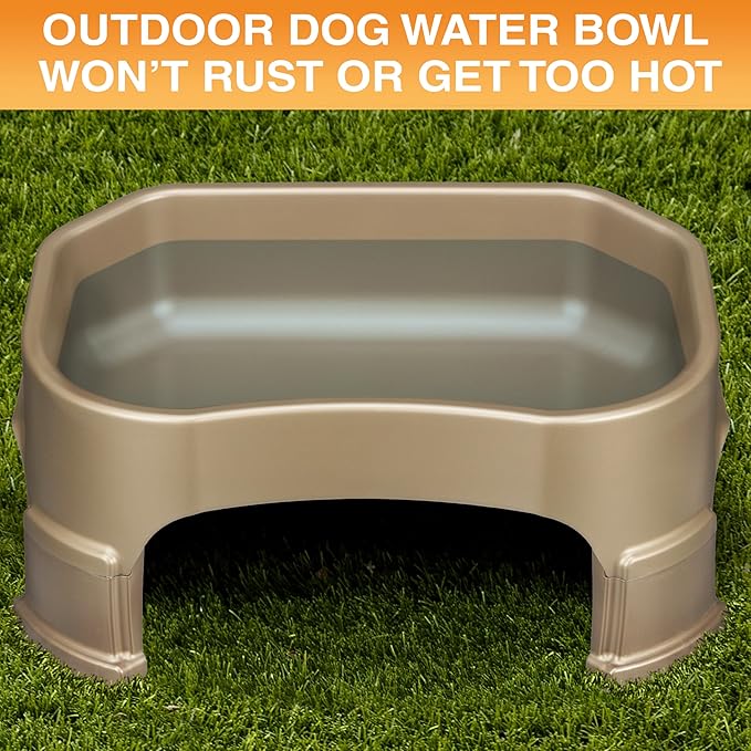 Neater Pet Brands Extra Large Water Bowl for Dogs, Elevated Outdoor Dog Water Bowl (1.25 Gallon XL Capacity), Big Trough Style Food Dish for Indoors or Outside, No Spill Large Dog Bowls, Champagne