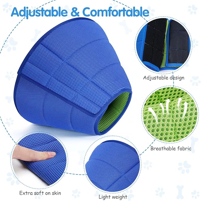 Soft Dog Cone Collar Alternative - Adjustable Comfy Cones for Large/Medium/Small Dogs to Stop Licking After Surgery, Comfortable Fabric Elizabethan Collars, Head Cone of Shame for Neuter Recovery (L)