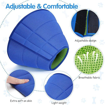 Soft Dog Cone Collar Alternative - Adjustable Comfy Cones for Large/Medium/Small Dogs to Stop Licking After Surgery, Comfortable Fabric Elizabethan Collars, Head Cone of Shame for Neuter Recovery (L)