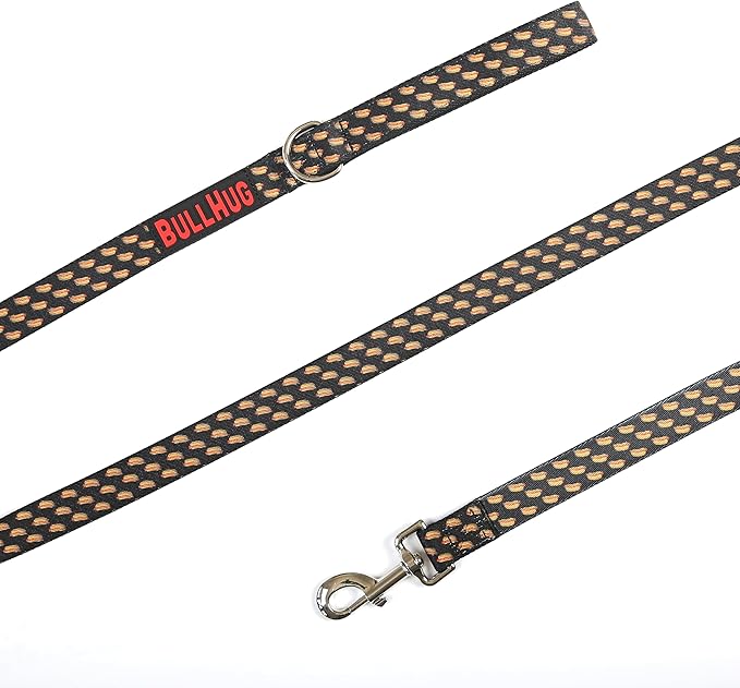 BULLHUG 6 FT Bulldog Leash with Padded Handle. Perfect for Bulldogs, French Bulldogs, Pugs & All Breeds. Leashes for Walking, Training Lead for Bulldogs (Hot Dog)