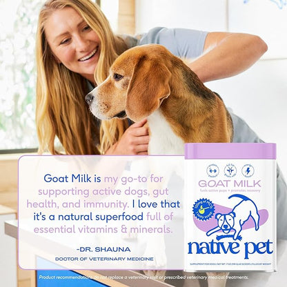 Native Pet Goat Milk Powder for Dogs (120 Scoops) & Pumpkin Powder for Dogs (60 Scoops) - Organic Goat Milk Food Topper for a Healthy Digestive System & Organic Pumpkin Fiber