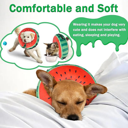 Recovery Donut Collar for Dogs & Cat,Inflatable Dog Collar Alternative After Surgery,Soft Cone for Large Medium Small Pet(Watermelon,Large)
