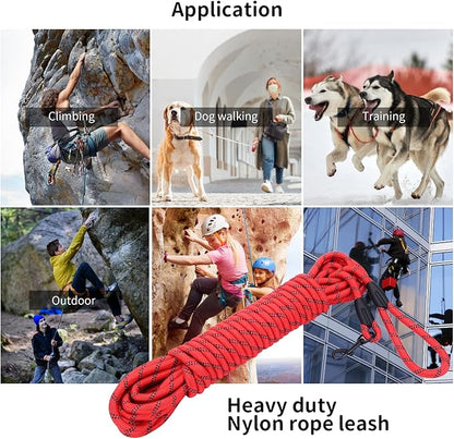 Long Dog Leash for Training 20Ft-Reflective Nylon Rope with Swivel Hook-Recall Agility Lead for Large Small Medium Dogs Outside Walking Hiking-Red