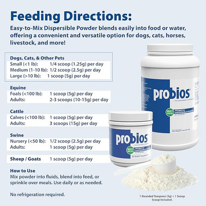 Probios Digestive Support Probiotic for All Species, Probiotics for Gut Health, Dispersible Powder, 240 gm