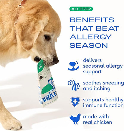 Native Pet Allergy Chews (60 Air-Dried Chews) & Omega Skin and Coat Chews for Dogs (60 Air-Dried Chews) - Promotes Healthy Skin, Shiny Coat, & Digestive Support