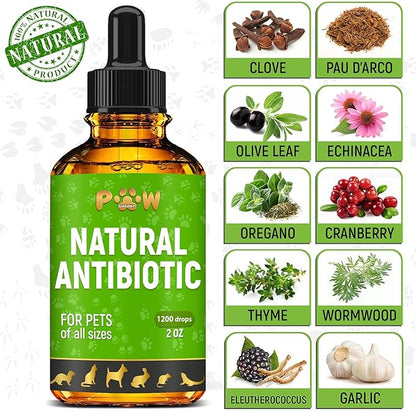 Dog Antibiotics for Infection, Coughs, UTIs, Allergies, Itching | Natural Antibiotics for Cats to Support Skin, Coat, & Digestion | for All Breeds & Ages | 2 oz
