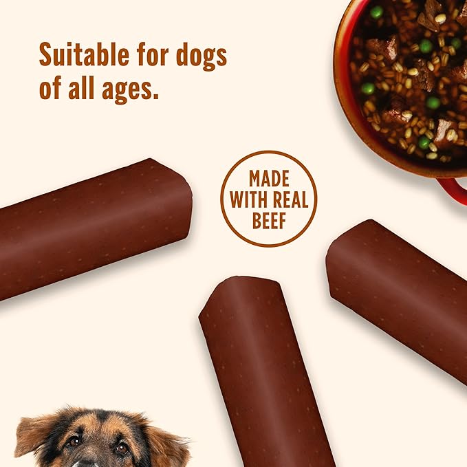 Nutrish Soup Bones Minis Premium Dog Chews with Real Beef and Barley, 8 Chew Bones, 6.3 oz Pouch, Pack of 7
