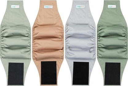 Male Dogs Diapers Belly Bands(4Pack), Washable Reusable Male Boy Doggy Wraps Panties for Doggie Puppy Pooping Potty Training Incontinence Marking Pañal para Perro Brown Gray Green Cyan Large