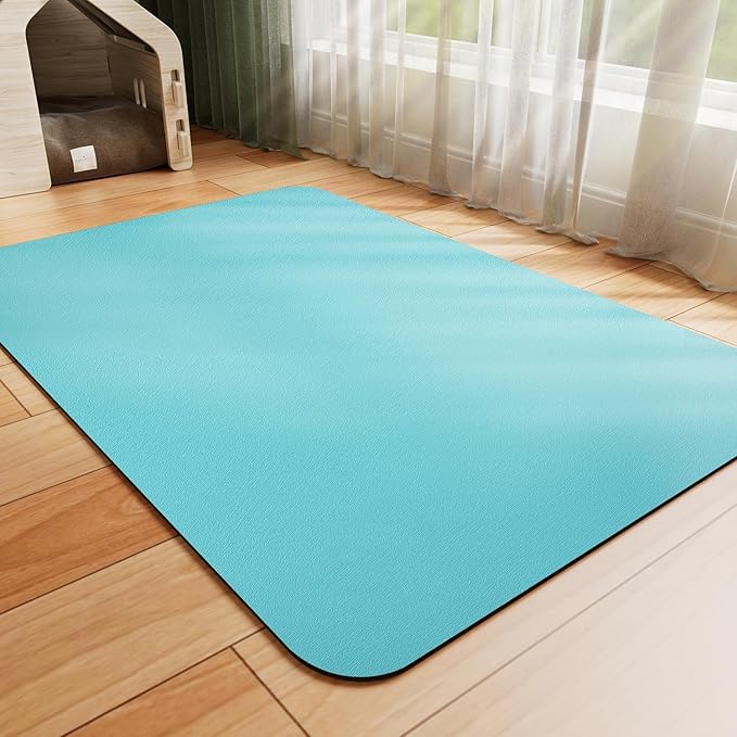 HotLive Dog Food Mat - Absorbent Cat Mat for Food and Water, No Stains Pet Feeding Bowl Mat, Easy to Clean Pet Placemats, Quick Dry Dog Water Dispenser Mat for Messy Drinkers | Teal 24"x36"