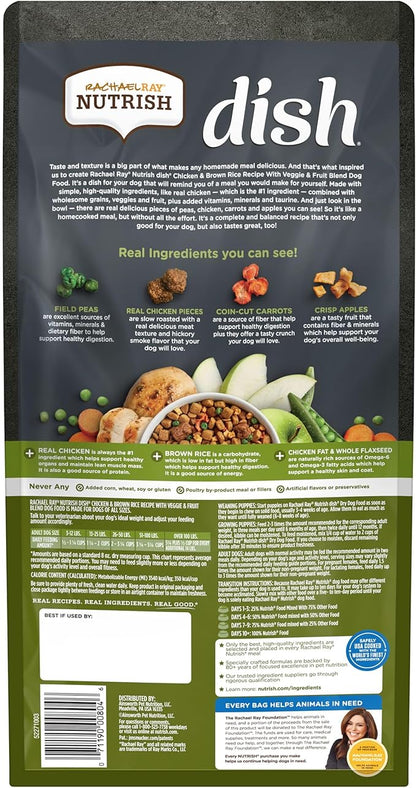 Nutrish Dish Premium Natural Dry Dog Food, Chicken & Brown Rice Recipe with Veggies & Fruit (Rachael Ray), 3.75 Pound Bag