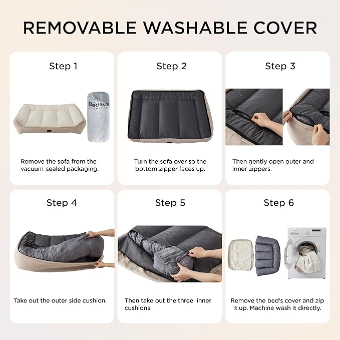 Bedsure SupportMax™ Orthopedic Dog Bed Medium Size Dog - As Seen on TV Extra Thick Supportive Medium Dogs Beds with Waterproof Washable Cover, Comfort Pet Bed Sofa with Soft Sherpa, Navy, 35"