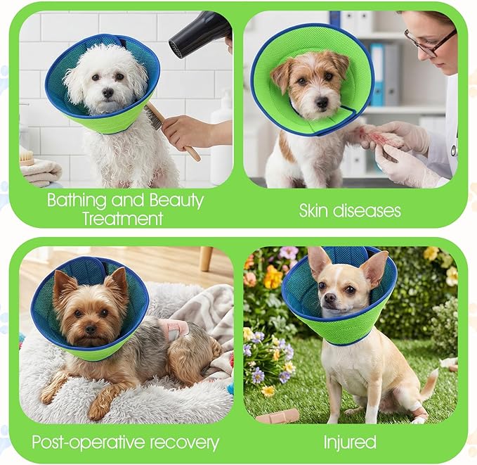 Soft Cone Collar for Dogs, Adjustable Breathable Cone Collar for Mild Care Small Dogs Fit Neck Size 11.8-13.8in, Post-Surgery Recovery E-Collar