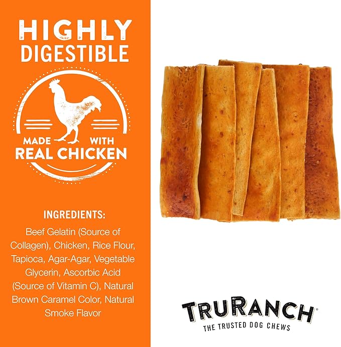 TRURANCH Collagen Chips - Collagen Dog Treats - Long Lasting Healthy Joint Support - Rawhide Alternative Chips - Skin & Coat Health - Made with Real Chicken, Value Pack, 15 Bags, 7.5 lbs
