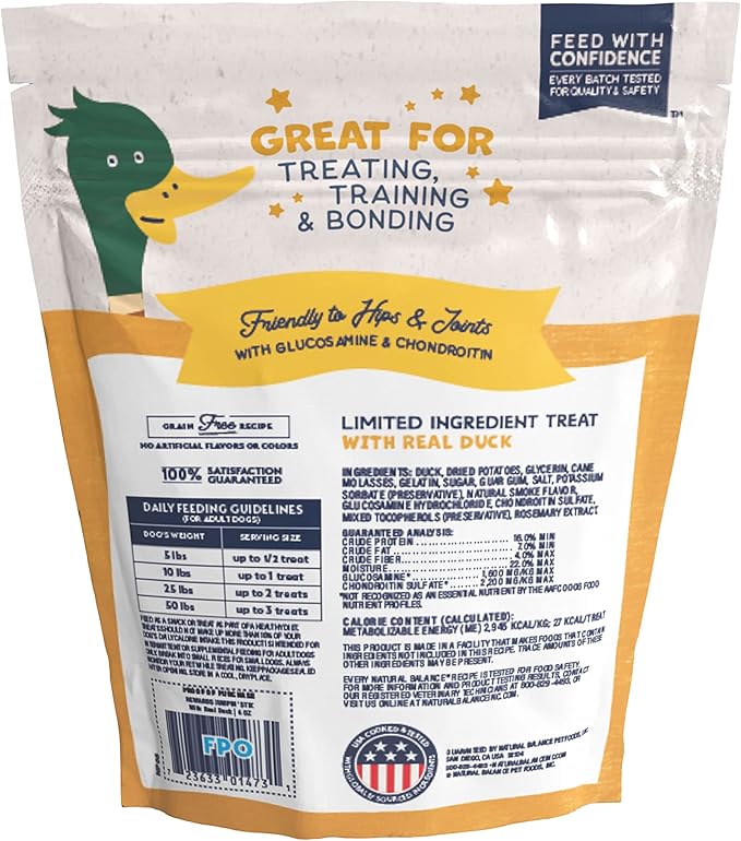 Natural Balance Limited Ingredient Rewards Jumpin' Stix, Grain-Free Dog Treats for Adult Dogs of All Breeds, Duck Recipe, 10 Ounce (Pack of 1)