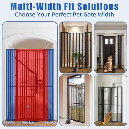 SHYUJAJIE 71 Inch Extra Tall Pet Gate for Cats, 29.5-48" Adjustable Wide Dog Gates, Pressure Mounted Walk Through Tall Cat Gate for Doorways,Hallway,Stairs,House（Black）