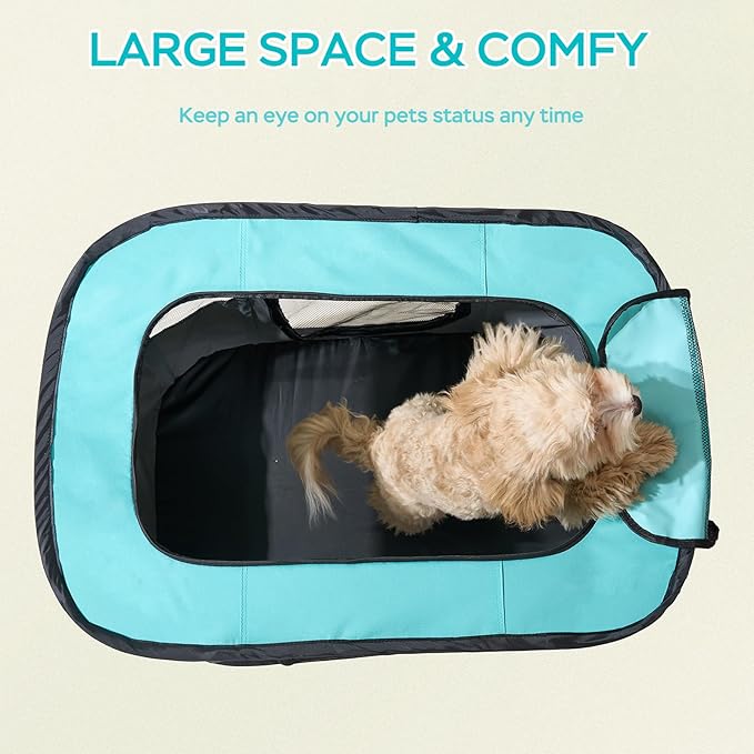 Portable Foldable Pet Playpen Collapsible Crates Kennel Playpen for Dog cat and Rabbit &Travel playpen Outdoor or Indoor (Large（35.4" L x 27.6" W x 23.6" H）, Green)