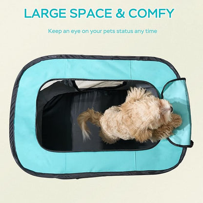 Portable Foldable Pet Playpen Collapsible Crates Kennel Playpen for Dog cat and Rabbit &Travel playpen Outdoor or Indoor (Large（35.4" L x 27.6" W x 23.6" H）, Green)