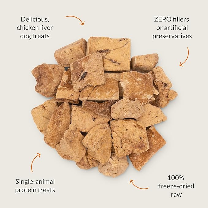ULTIMATE PET NUTRITION Nutra Bites Freeze Dried Raw Single Ingredient Training Treats Food Topper for Dogs, 4 Ounces, Chicken Liver
