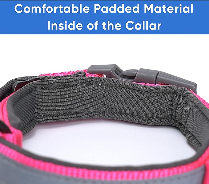 Pawtitas Lumberjack Pad Reflective Pink Neoprene Collar - Medium/Large Puppy Training Collar