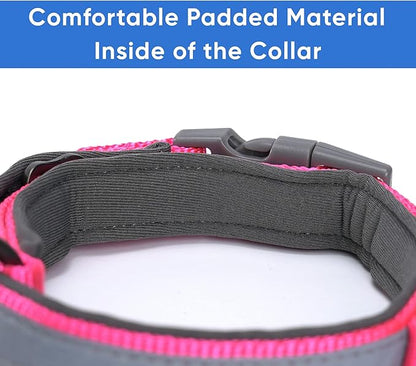 Pawtitas Lumberjack Padded Martingale Collar for Dogs | Soft Neoprene Dog Collar for Your pet's Comfort Made with Reflective Band for Maximum Visibility | Fits Small and Large Pets - Large Pink