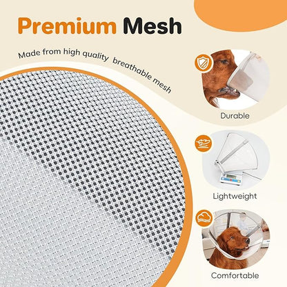 Breathable Mesh Dog Cone Collar for Surgery, Soft Elizabethan Recovery Alternative to Stop Licking,Pet Neck Collar for Large Medium Small Breeds(Light Grey,3)