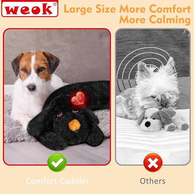WEOK Heartbeat Puppy for Dogs-for Separation Anxiety Relief, Heartbeat Stuffed Animal Anxiety Calming Behavioral Aid Plush Toy for Dogs Cats Pets