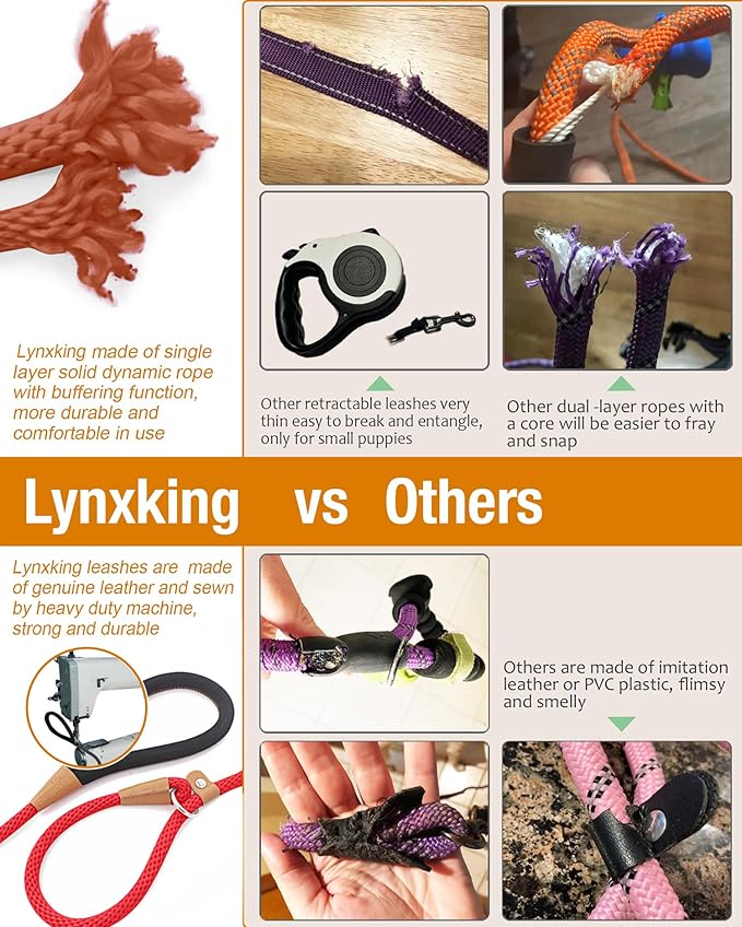 lynxking 5 FT Dog Leash Slip Lead 2 Pack Strong Heavy Duty Braided Dog Training Leash No Pull Training Lead Leashes for Medium Large and Small Dogs