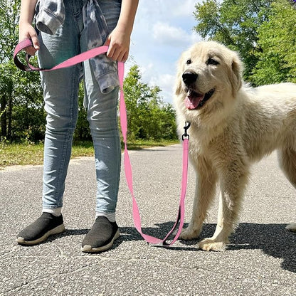 Joytale Dog Leash Heavy Duty for Large Dogs that Pull, Double Handle for Traffic Control, Double-Sided Reflective Leashes for Large Medium Dogs Night Safety, 6FT, Pink