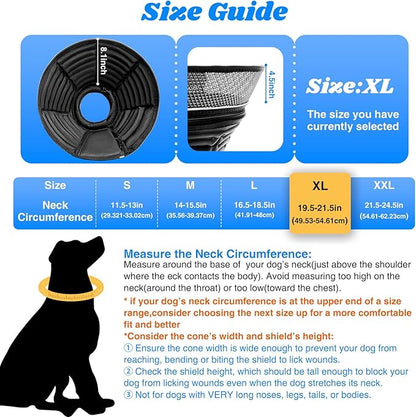Inflatable Dog Cone for Dogs After Surgery,Soft Adjustable Elizabethan Collar for Large Dogs,2-in-1 Dog Cone with Detachable Shield,Anti-Anxiety Comfortable Pet E-Collar Prevents Licking Wounds(XL)
