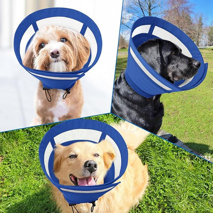 SAWMONG Soft Cone for Dogs – Small Dog Recovery Collar, Adjustable E-Collar to Stop Licking After Surgery (S, Blue)
