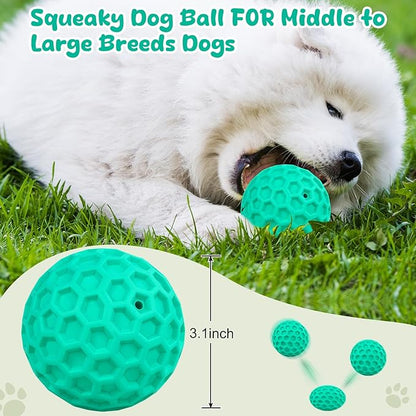 Squeaky Dog Toys for Aggressive Chewers, Indestructible Dog Balls for Aggressive Chewers, Blue Green Squeaky Balls for Dogs