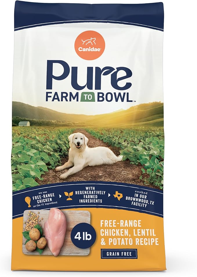 Canidae Pure Farm to Bowl Free-Range Chicken, Lentil & Potato Grain-Free Dry Dog Food, Adult, 4lb