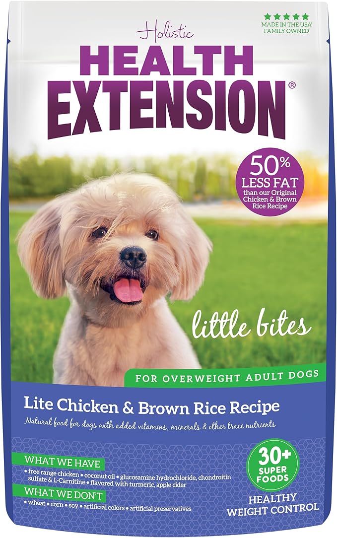 Health Extension Little Bites LITE Dry Dog Food, Chicken & Brown Rice for Toy and Small Breeds, Supports Healthy Weight, with Probiotics & Superfoods for Digestion & Coat Health, 4 lb Bag