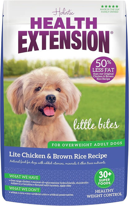 Health Extension Little Bites LITE Dry Dog Food, Chicken & Brown Rice for Toy and Small Breeds, Supports Healthy Weight, with Probiotics & Superfoods for Digestion & Coat Health, 4 lb Bag