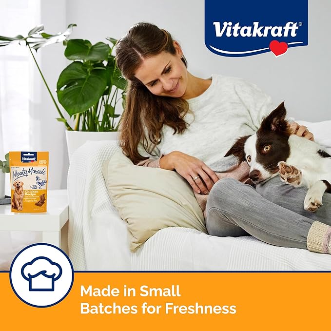 Vitakraft Meaty Morsels Dog Treats – Small-Batch Healthy Snacks for Dogs – Soft Chicken Dog Treat with Sweet Potato – 70% Meat Chewy Treats for Dogs Packed with Flavor (Chicken & Sweet Potato)