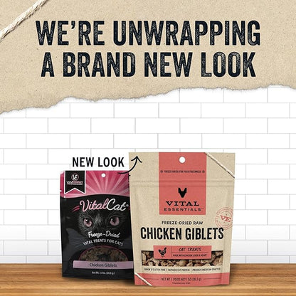 Vital Essentials Freeze Dried Raw Cat Treats | Chicken Giblets | 1 oz | Pack of 2